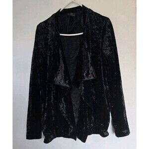 Bobeau Cardigan Womens Blazer S Black‎ Crushed Velvet Goth Witchy Grunge Horror
